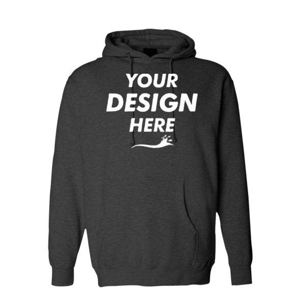 Independent Trading Co. Unisex Heavyweight Hooded Sweatshirt, Charcoal Heather / Charcoal Heather, Front view, Mockup