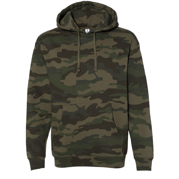Independent Trading Co. Unisex Heavyweight Hooded Sweatshirt, Forest Camo / Forest Camo, Front view