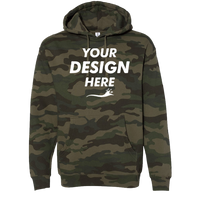 Independent Trading Co. Unisex Heavyweight Hooded Sweatshirt, Forest Camo / Forest Camo, Front view, Mockup