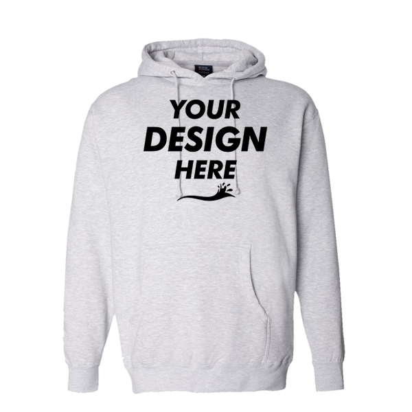 Independent Trading Co. Unisex Heavyweight Hooded Sweatshirt, Grey Heather / Grey Heather, Front view, Mockup