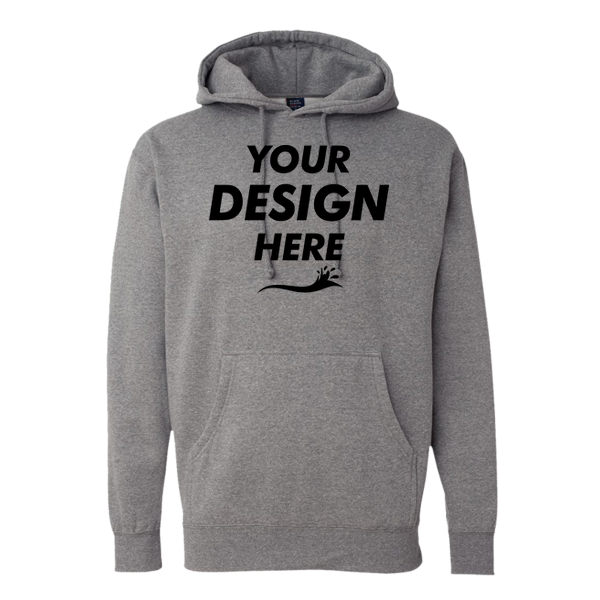 Independent Trading Co. Unisex Heavyweight Hooded Sweatshirt, Gunmetal Heather / Gunmetal Heather, Front view, Mockup