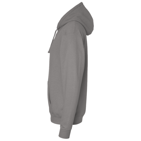 Independent Trading Co. Unisex Heavyweight Hooded Sweatshirt, Gunmetal Heather / Gunmetal Heather, Left Sleeve view