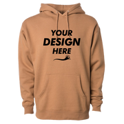 Independent Trading Co. Unisex Heavyweight Hooded Sweatshirt, Saddle / Saddle, Front view, Mockup