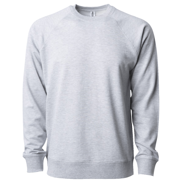 Independent Trading Co. Unisex Icon Lightweight Loopback Terry Crewneck Sweatshirt, Athletic Heather, Front view