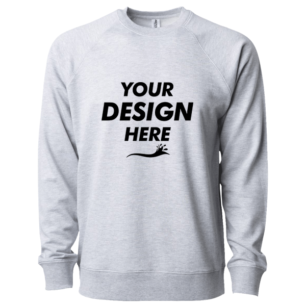 Independent Trading Co. Unisex Icon Lightweight Loopback Terry Crewneck Sweatshirt, Athletic Heather, Front view, Mockup