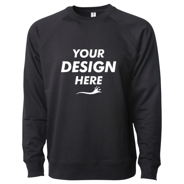 Independent Trading Co. Unisex Icon Lightweight Loopback Terry Crewneck Sweatshirt, Black, Front view, Mockup