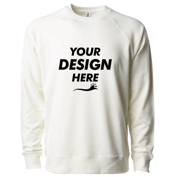 Independent Trading Co. Unisex Icon Lightweight Loopback Terry Crewneck Sweatshirt, Bone, Front view, Mockup
