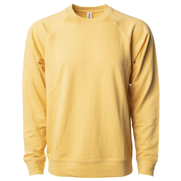 Independent Trading Co. Unisex Icon Lightweight Loopback Terry Crewneck Sweatshirt, Harvest Gold, Front view