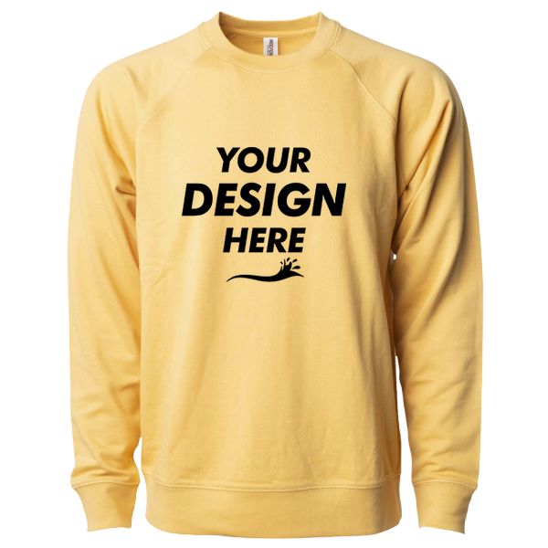 Independent Trading Co. Unisex Icon Lightweight Loopback Terry Crewneck Sweatshirt, Harvest Gold, Front view, Mockup