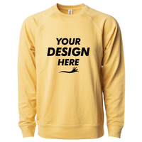 Independent Trading Co. Unisex Icon Lightweight Loopback Terry Crewneck Sweatshirt, Harvest Gold, Front view, Mockup