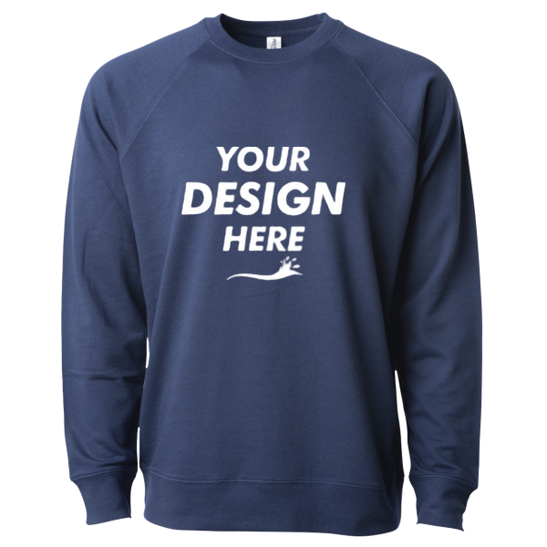 Independent Trading Co. Unisex Icon Lightweight Loopback Terry Crewneck Sweatshirt, Indigo, Front view, Mockup
