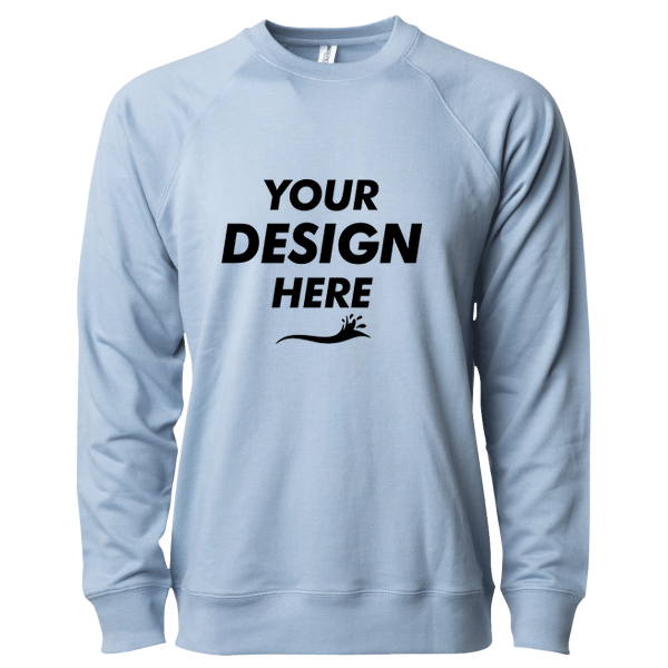 Independent Trading Co. Unisex Icon Lightweight Loopback Terry Crewneck Sweatshirt, Misty Blue, Front view, Mockup