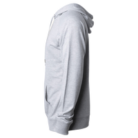 Independent Trading Co. Unisex Icon Lightweight Loopback Terry Full-Zip Hooded Sweatshirt, Athletic Heather, Left Sleeve view