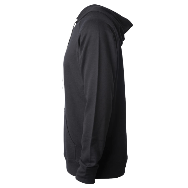Independent Trading Co. Unisex Icon Lightweight Loopback Terry Full-Zip Hooded Sweatshirt, Black, Left Sleeve view