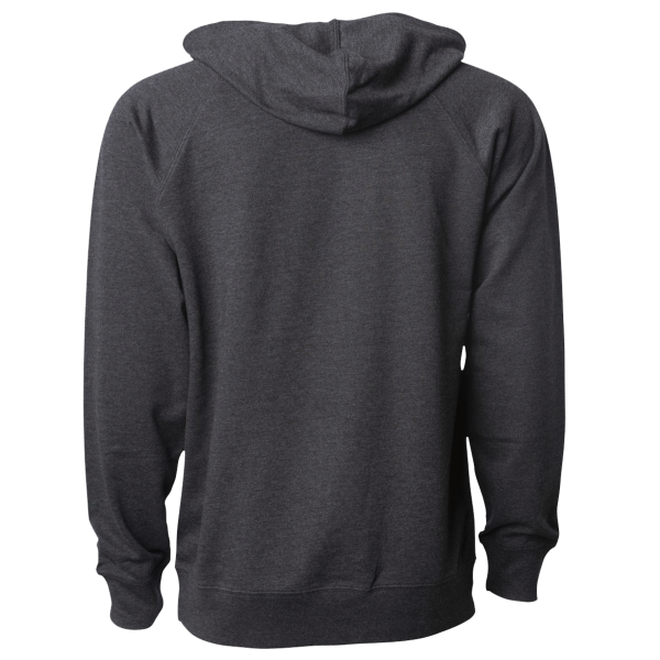 Independent Trading Co. Unisex Icon Lightweight Loopback Terry Hooded Sweatshirt, Charcoal Heather, Back view