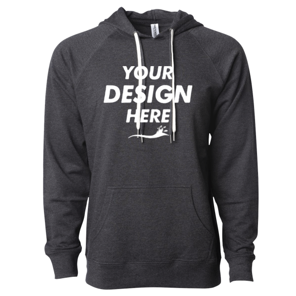 Independent Trading Co. Unisex Icon Lightweight Loopback Terry Hooded Sweatshirt, Charcoal Heather, Front view, Mockup