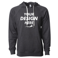 Independent Trading Co. Unisex Icon Lightweight Loopback Terry Hooded Sweatshirt, Charcoal Heather, Front view, Mockup