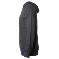 Independent Trading Co. Unisex Icon Lightweight Loopback Terry Hooded Sweatshirt, Charcoal Heather, Left Sleeve view