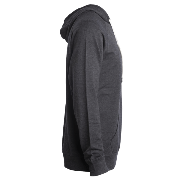 Independent Trading Co. Unisex Icon Lightweight Loopback Terry Hooded Sweatshirt, Charcoal Heather, Right Sleeve view