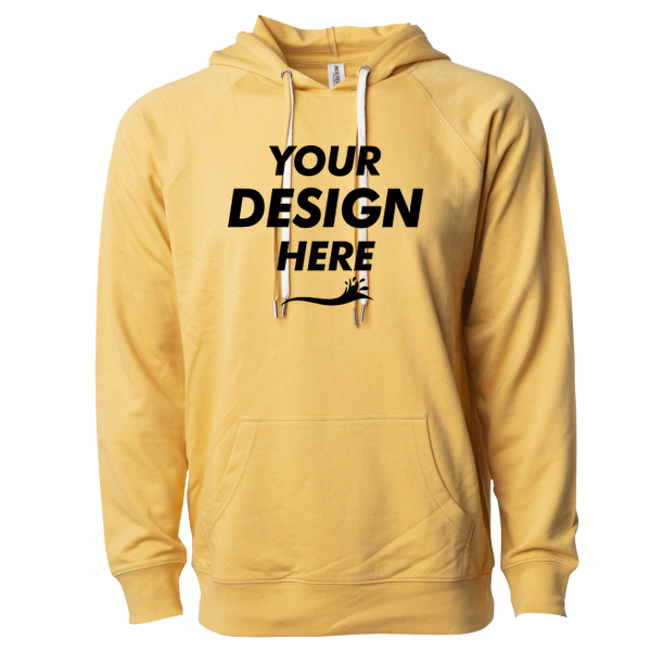 Independent Trading Co. Unisex Icon Lightweight Loopback Terry Hooded Sweatshirt, Harvest Gold, Front view, Mockup