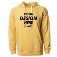 Independent Trading Co. Unisex Icon Lightweight Loopback Terry Hooded Sweatshirt, Harvest Gold, Front view, Mockup