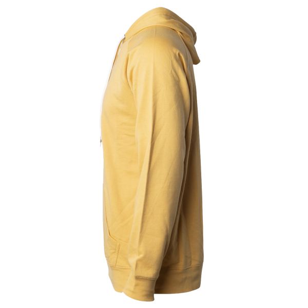 Independent Trading Co. Unisex Icon Lightweight Loopback Terry Hooded Sweatshirt, Harvest Gold, Left Sleeve view