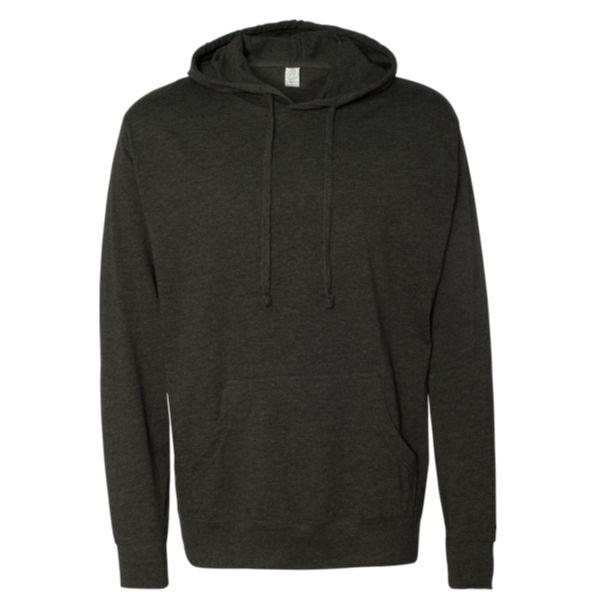 Independent Trading Co. Unisex Lightweight Hooded Pullover T-Shirt, Charcoal Heather, Front view