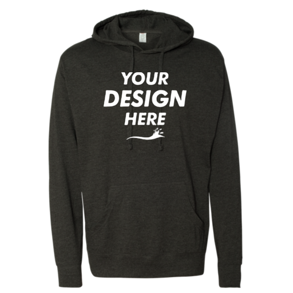 Independent Trading Co. Unisex Lightweight Hooded Pullover T-Shirt, Charcoal Heather, Front view, Mockup