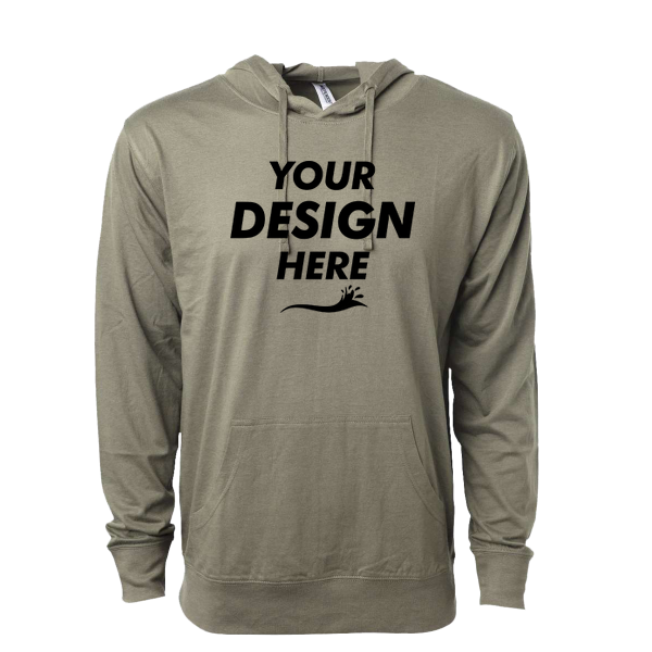Independent Trading Co. Unisex Lightweight Hooded Pullover T-Shirt, Olive, Front view, Mockup