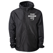 Independent Trading Co. Unisex Lightweight Quarter-Zip Windbreaker Pullover Jacket, Black / Black, Front view, Mockup