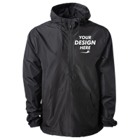 Independent Trading Co. Unisex Lightweight Quarter-Zip Windbreaker Pullover Jacket, Black / Black, Front view, Mockup