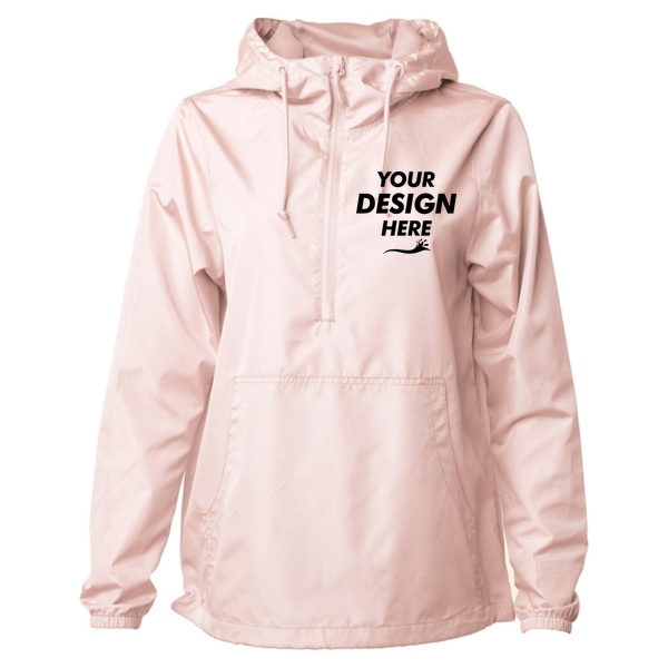 Independent Trading Co. Unisex Lightweight Quarter-Zip Windbreaker Pullover Jacket, Blush / Blush, Front view, Mockup