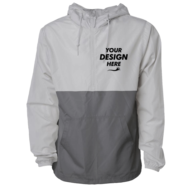 Independent Trading Co. Unisex Lightweight Quarter-Zip Windbreaker Pullover Jacket, Smoke / Graphite, Front view, Mockup