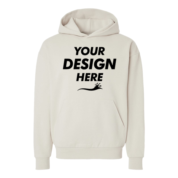 Independent Trading Co. Unisex Mainstreet Heavyweight Hooded Sweatshirt, Ivory, Front view, Mockup
