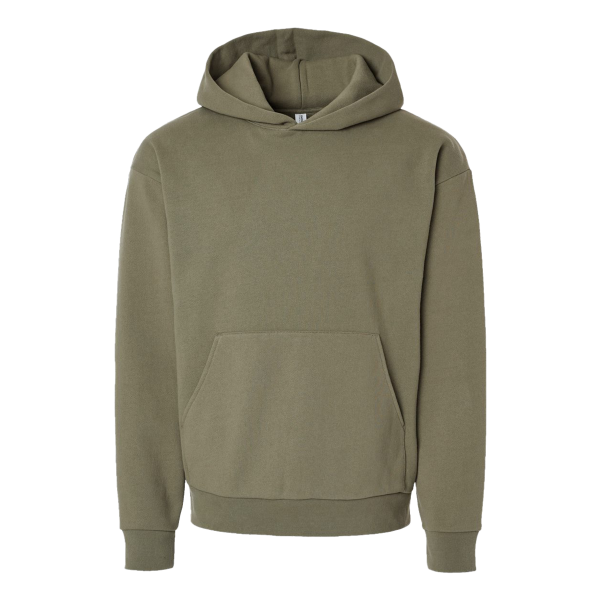 Independent Trading Co. Unisex Mainstreet Heavyweight Hooded Sweatshirt, Olive, Front view
