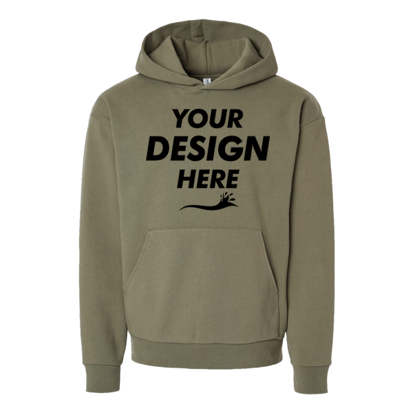Independent Trading Co. Unisex Mainstreet Heavyweight Hooded Sweatshirt, Olive, Front view, Mockup