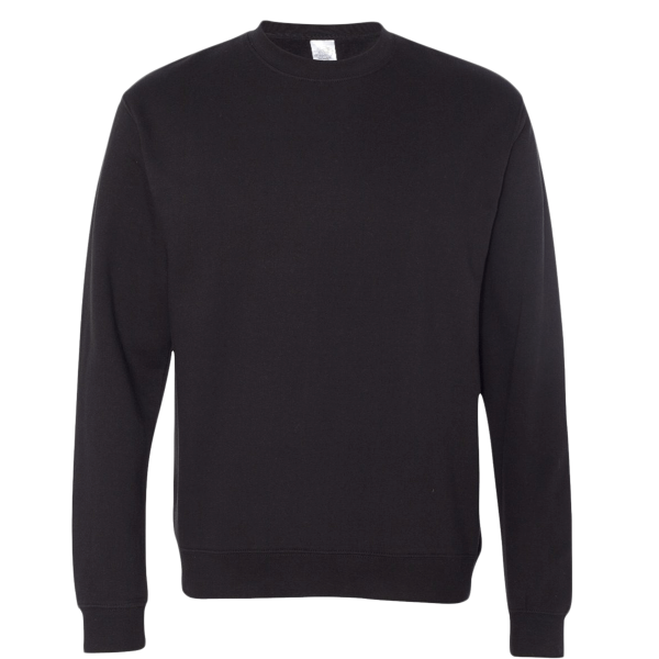 Independent Trading Co. Unisex Midweight Crewneck Sweatshirt, Black, Front view