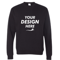 Independent Trading Co. Unisex Midweight Crewneck Sweatshirt, Black, Front view, Mockup