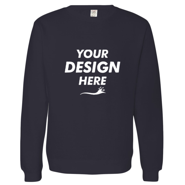 Independent Trading Co. Unisex Midweight Crewneck Sweatshirt, Classic Navy, Front view, Mockup
