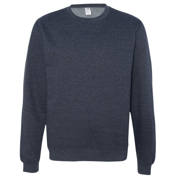 Independent Trading Co. Unisex Midweight Crewneck Sweatshirt, Classic Navy Heather, Front view