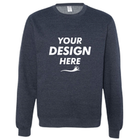 Independent Trading Co. Unisex Midweight Crewneck Sweatshirt, Classic Navy Heather, Front view, Mockup
