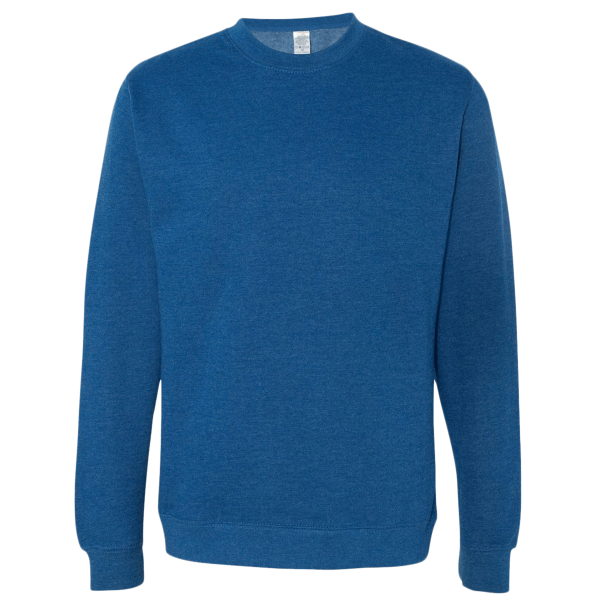 Independent Trading Co. Unisex Midweight Crewneck Sweatshirt, Royal Heather, Front view