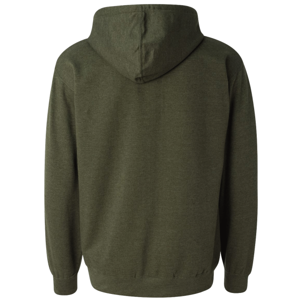 Independent Trading Co. Unisex Midweight Hooded Sweatshirt, Army Heather, Back view