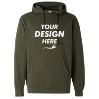 Independent Trading Co. Unisex Midweight Hooded Sweatshirt, Army Heather, Front view, Mockup