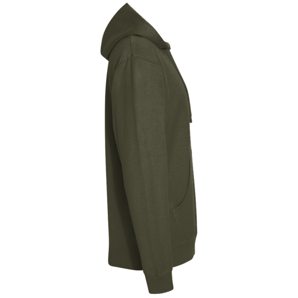 Independent Trading Co. Unisex Midweight Hooded Sweatshirt, Army Heather, Right Sleeve view