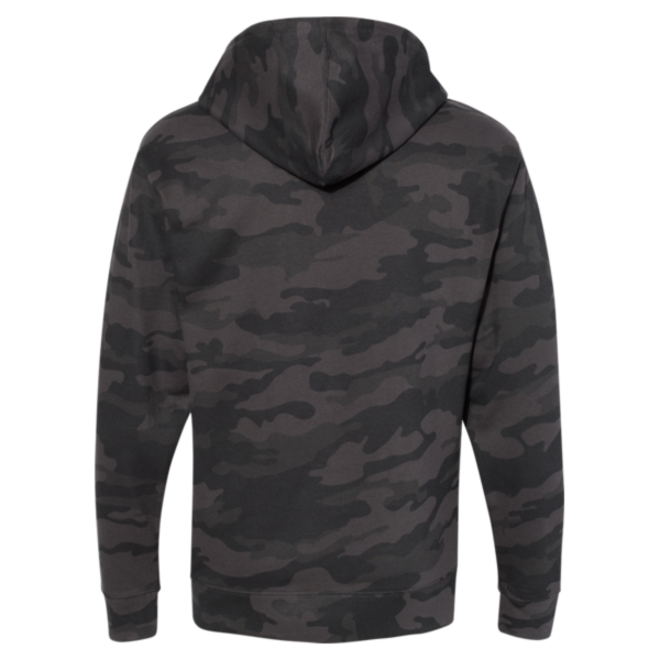 Independent Trading Co. Unisex Midweight Hooded Sweatshirt, Black Camo, Back view