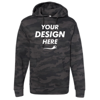 Independent Trading Co. Unisex Midweight Hooded Sweatshirt, Black Camo, Front view, Mockup