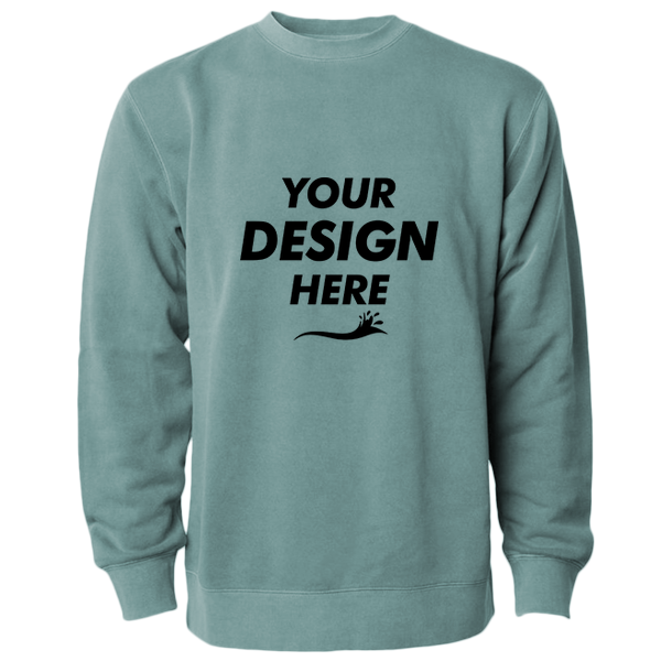 Independent Trading Co. Unisex Midweight Pigment-Dyed Crewneck Sweatshirt, Pigment Alpine Green, Front view, Mockup
