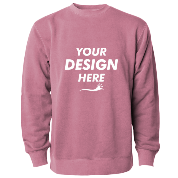 Independent Trading Co. Unisex Midweight Pigment-Dyed Crewneck Sweatshirt, Pigment Maroon, Front view, Mockup