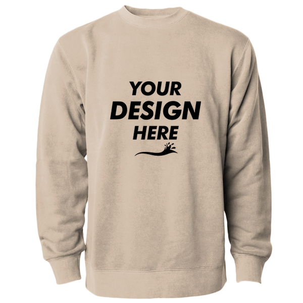 Independent Trading Co. Unisex Midweight Pigment-Dyed Crewneck Sweatshirt, Pigment Sandstone, Front view, Mockup